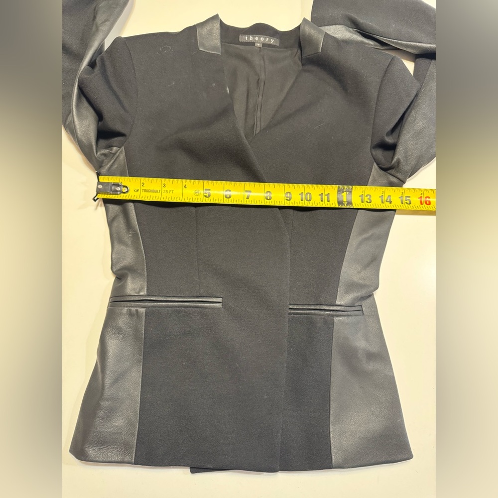 Theory Lanai Open Front Collarless Blazer Wool Blend Italian Fabric Black Size 0 - Picture 7 of 9